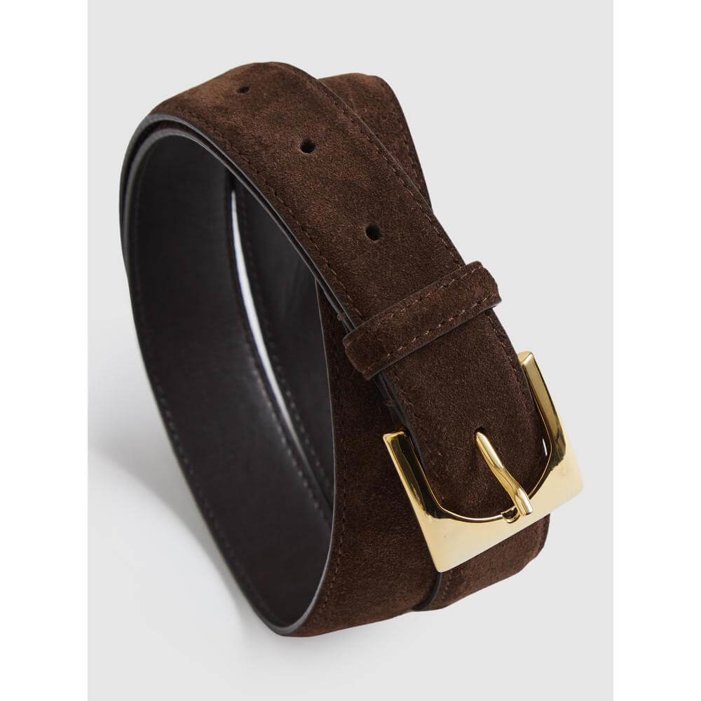 REISS Belinda Suede Square-Buckle Belt